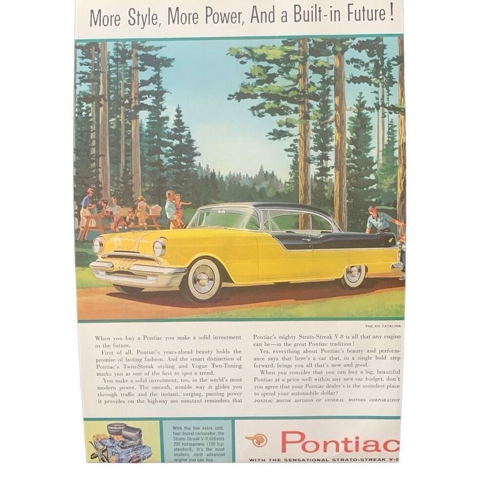 Vintage 1955 Pontiac 570 Catalina Built in Future Ad Advertisement